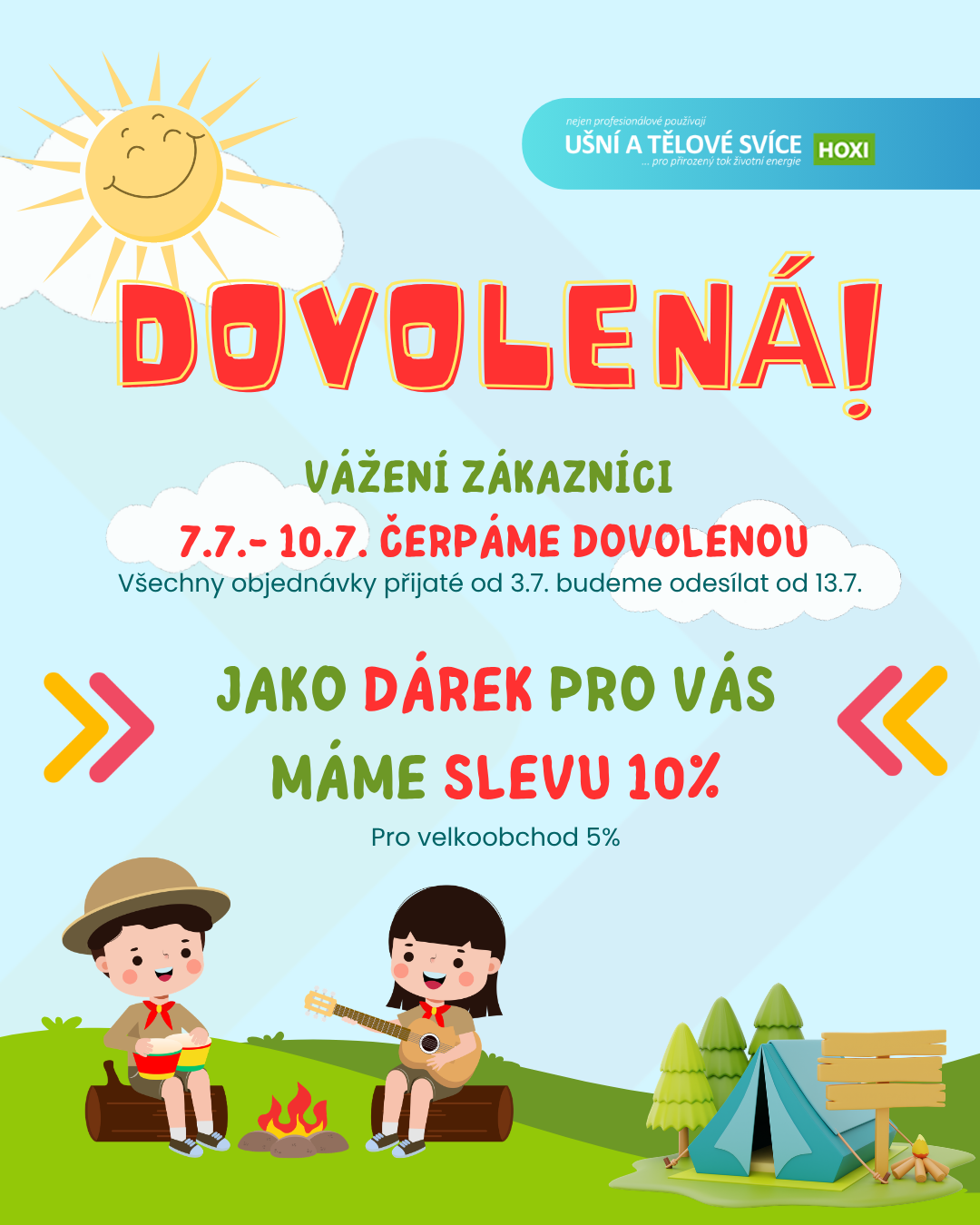 Dovolená a sleva jako dárek pro Vás - ušní a tělové svíce HOXI